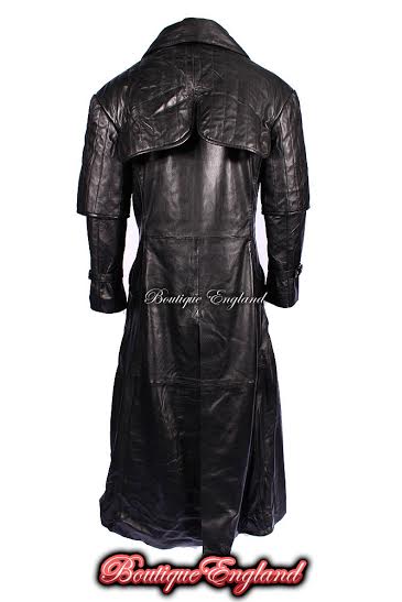 Gothic Black Leather Long Coat