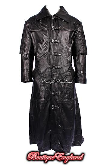 Gothic Black Leather Long Coat