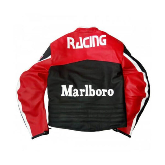 Men’s Red & Black Motorcycle Racing Leather Jacket – Vintage Racing Style