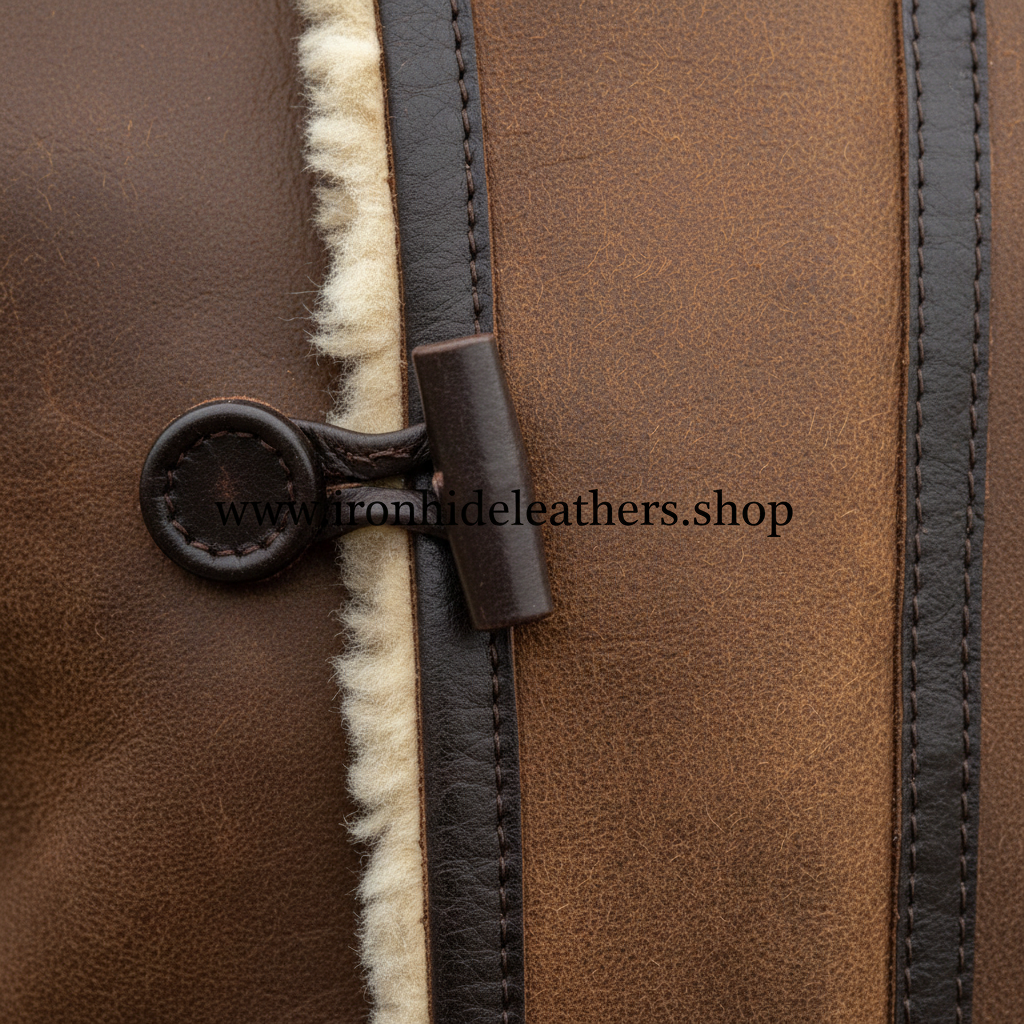 Closeup - Shearling Lining & Toggle Button