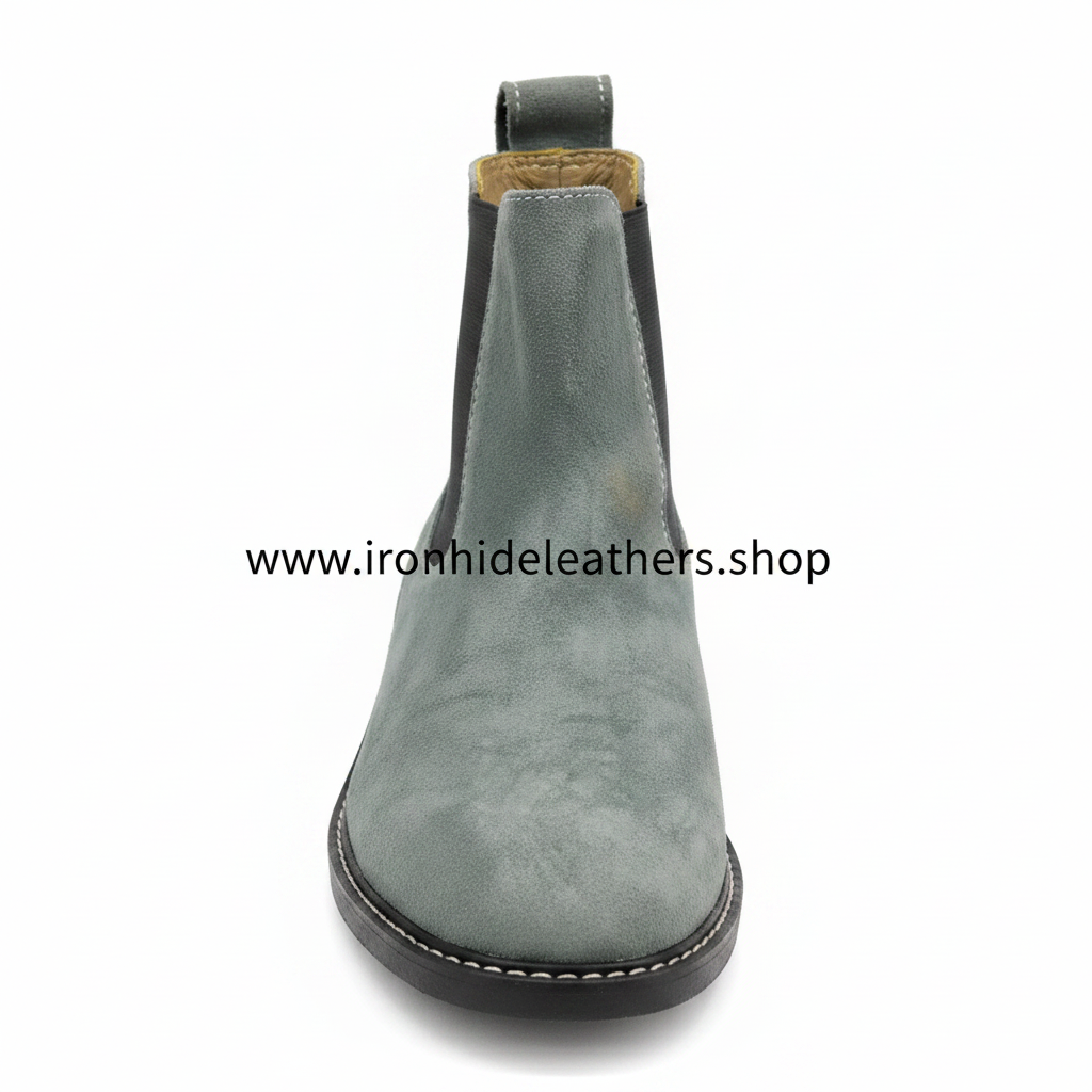 Grey Suede Chelsea Boot - Front View