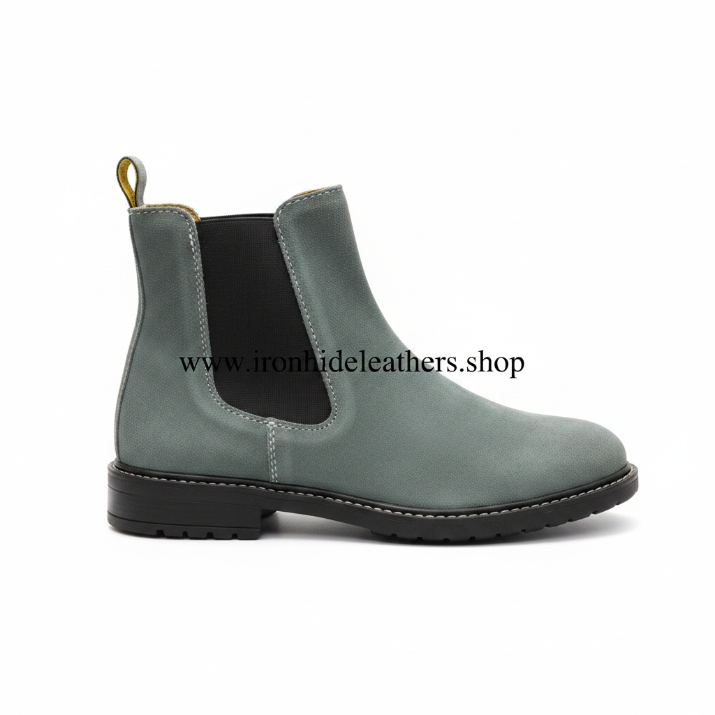 Grey Suede Chelsea Boot - Side View