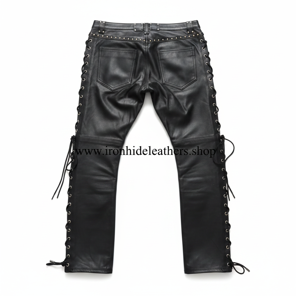 Lace-Up Leather Pants Back
