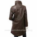 Ladies Brown Leather Coat Back