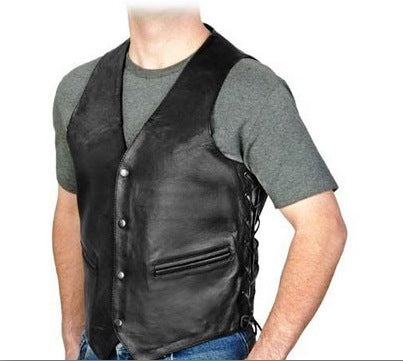 Men’s Classic Black Leather Vest